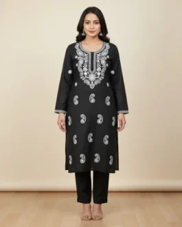 Chikankari Kurti Cotton Slub