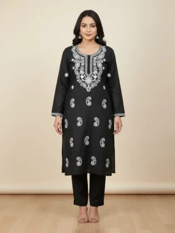 Chikankari Kurti Cotton Slub