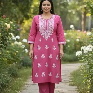 Chikankari Kurti Cotton Slub